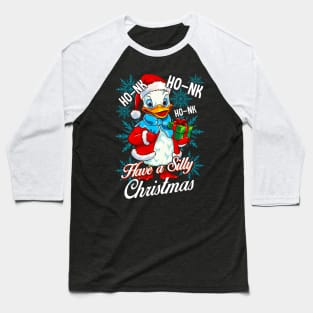 Silly Goose Christmas Men Women Funny Goose Ugly Christmas Baseball T-Shirt